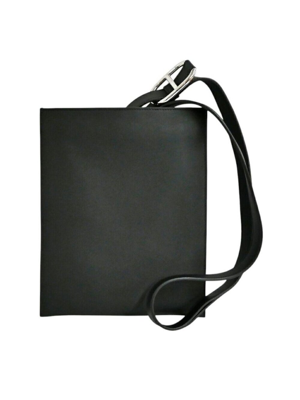 Hermes Pochette Plus Black Silver Swift Shoulder Bag